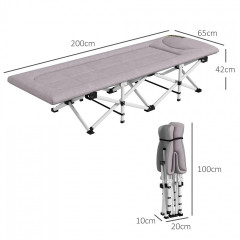 Pat de camping pliabil 200 x 65 x 42 cm | gri č.2