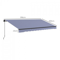 Copertină de perete 4x3 m | albastru + alb č.3