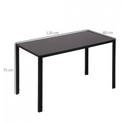 Masă de dining pentru 4 persoane 120x60x75 cm | negru č.2