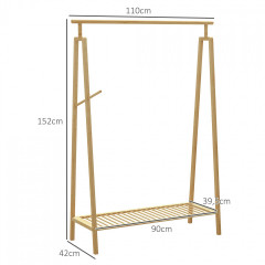 Cuier din bambus cu raft 110 x 42 x 152 cm | culoare naturală č.3