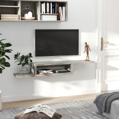 Raft suspendat pentru TV 152,4 x 29,8 x 21 cm | gri ciment č.1