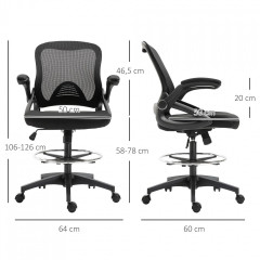 Scaun de birou ergonomic 64 x 60 x 106-126 cm | negru č.3