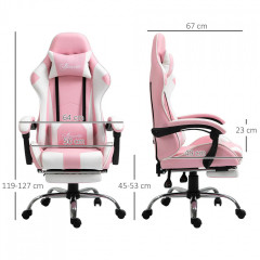 Scaun de birou ergonomic pentru jocuri | roz și alb č.3