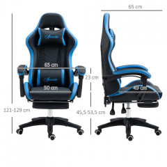 Scaun de gaming cu pernă lombară | negru + albastru č.3