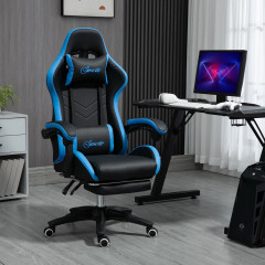 Scaun de gaming cu pernă lombară | negru + albastru č.1
