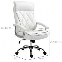 Scaun de birou rotativ 66x69x121 cm | alb č.3