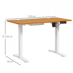 Masă Vinsetto 120x60x72-116cm | culoare naturală+alb č.2