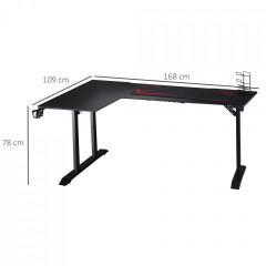 Masă de joc în formă de L 168x109x78 cm | negru + roșu č.2