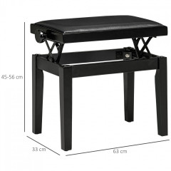 Bancă de pian cu înălțime reglabilă 63x33x45-56 cm | negru č.3