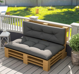 Sada 2 polštářů na sezení 120 x 77 x 10 cm | tmavě šedá č.1