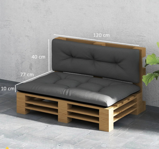 Sada 2 polštářů na sezení 120 x 77 x 10 cm | tmavě šedá č.3