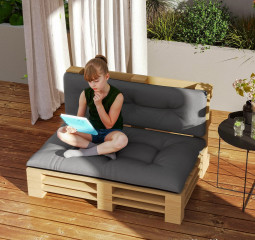 Sada 2 polštářů na sezení 120 x 77 x 10 cm | tmavě šedá č.2