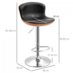 Scaune de bar 2 bucăți 46 x 53,5 x 85-106 cm | negru č.2