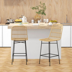 Set 2 scaune de bar 45x53,5x105 cm | culoare naturală+negru č.2