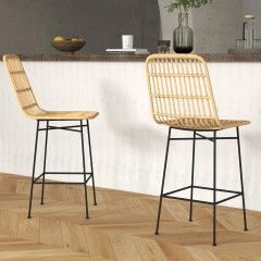 Set 2 scaune de bar 45x53,5x105 cm | culoare naturală+negru č.3