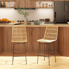 Set 2 scaune de bar 45x53,5x105 cm | culoare naturală+negru č.1
