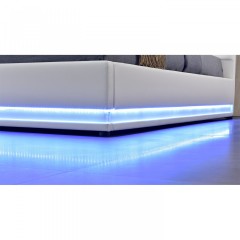 Pat tapițat Toulouse cu spațiu de depozitare și iluminare LED 180 x 200 cm | alb č.3