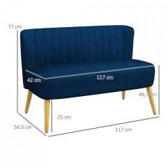 Canapea tapițată pentru două persoane ELLA | sky blue č.2