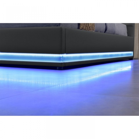 Pat tapițat Toulouse cu spațiu de depozitare și iluminare LED 180 x 200 cm | gri č.5