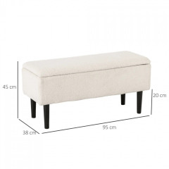 Bancă cu spațiu de depozitare 95x38x45 cm | crem č.2