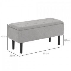Bancă cu spațiu de depozitare 95 x 38 x 45 cm | gri č.2