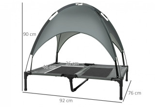 Șezlong pentru câini, cu copertină 92x76x90 cm | gri č.2