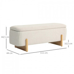 Bancă tapițată cu depozitare 111 x 44 x 44,5 cm | crem č.2