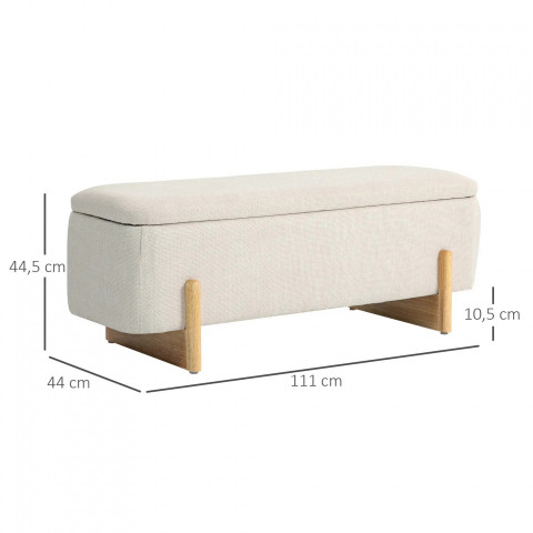 Bancă tapițată cu depozitare 111 x 44 x 44,5 cm | crem č.2
