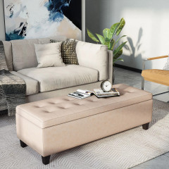 Bancă tapițată cu depozitare 125 x 49 x 41,5 cm | bej č.1