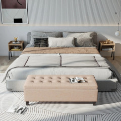 Bancă tapițată cu depozitare 125 x 49 x 41,5 cm | bej č.3