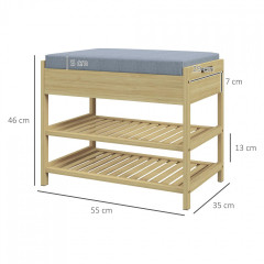 Bancă pentru pantofi cu două niveluri 55x35x46 cm | culoare naturală č.3