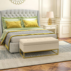 Bancă tapițată cu depozitare 110x44x49 cm | bej č.1