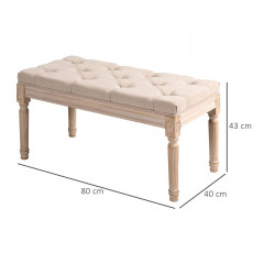 Bancă tapițată cu nasturi decorativi 80x40x43cm | bej č.2