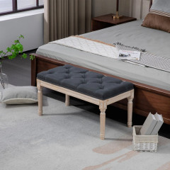 Bancă tapițată cu nasturi decorativi 80x40x43cm | gri închis č.1