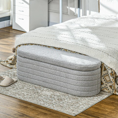 Bancă tapițată cu spațiu de depozitare 116x41x40,5 cm | gri deschis č.1