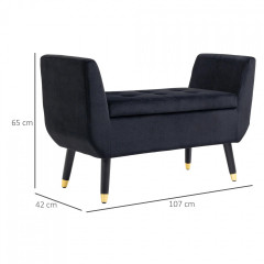 Bancă tapițată de lux cu depozitare 107x42x65 cm| negru č.2