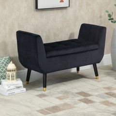 Bancă tapițată de lux cu depozitare 107x42x65 cm| negru č.1