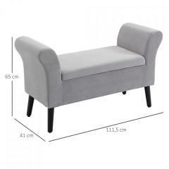 Bancă modernă tapițată cu depozitare 115.5x43.5x66 cm | gri deschis č.2