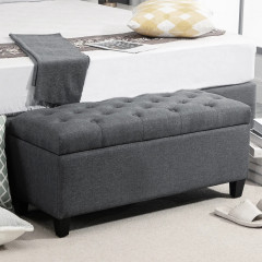 Bancă tapițată cu spațiu de depozitare 100 x 40 x 44 cm | gri închis č.1