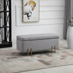 Bancă tapițată cu spațiu de depozitare 100 x 40 x 42 cm | gri deschis