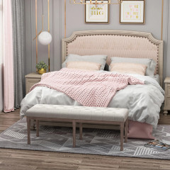 Bancă tapițată cu nasturi decorativi 142x47x51 cm | bej č.1