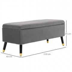 Bancă tapițată cu depozitare 110 x 43 x 45 cm | gri cenușă č.2
