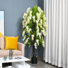 Wisteria artificială 165 cm | alb + verde