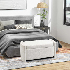 Bancă tapițată cu capac 105 x 44 x 45,5 cm | crem