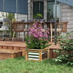 Jardinieră metalică pentru flori, cu cadru din lemn | culoare naturală č.1