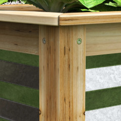 Jardinieră metalică pentru flori, cu cadru din lemn | culoare naturală č.3
