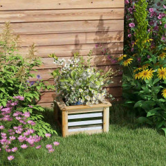Jardinieră metalică pentru flori, cu cadru din lemn | culoare naturală č.2