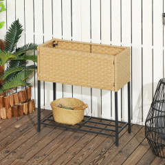 Pat înălțat din poliratan, cu picioare și raft 70 x 30 x 72 cm| nisip č.1
