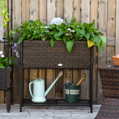 Pat înălțat de grădină Polyrattan 70 x 30 x 72 cm | maro č.1