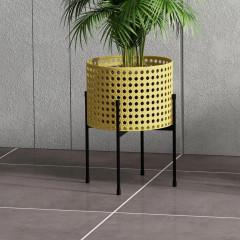 3 suporturi pentru flori cu aspect de rattan | auriu č.3